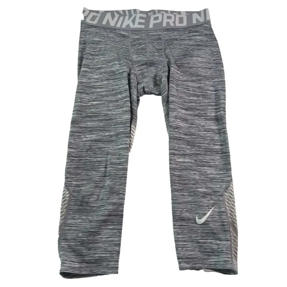 Nike Pro Mens XL Compression Tights Capri Base Layer Space Dye Grey 811392-100